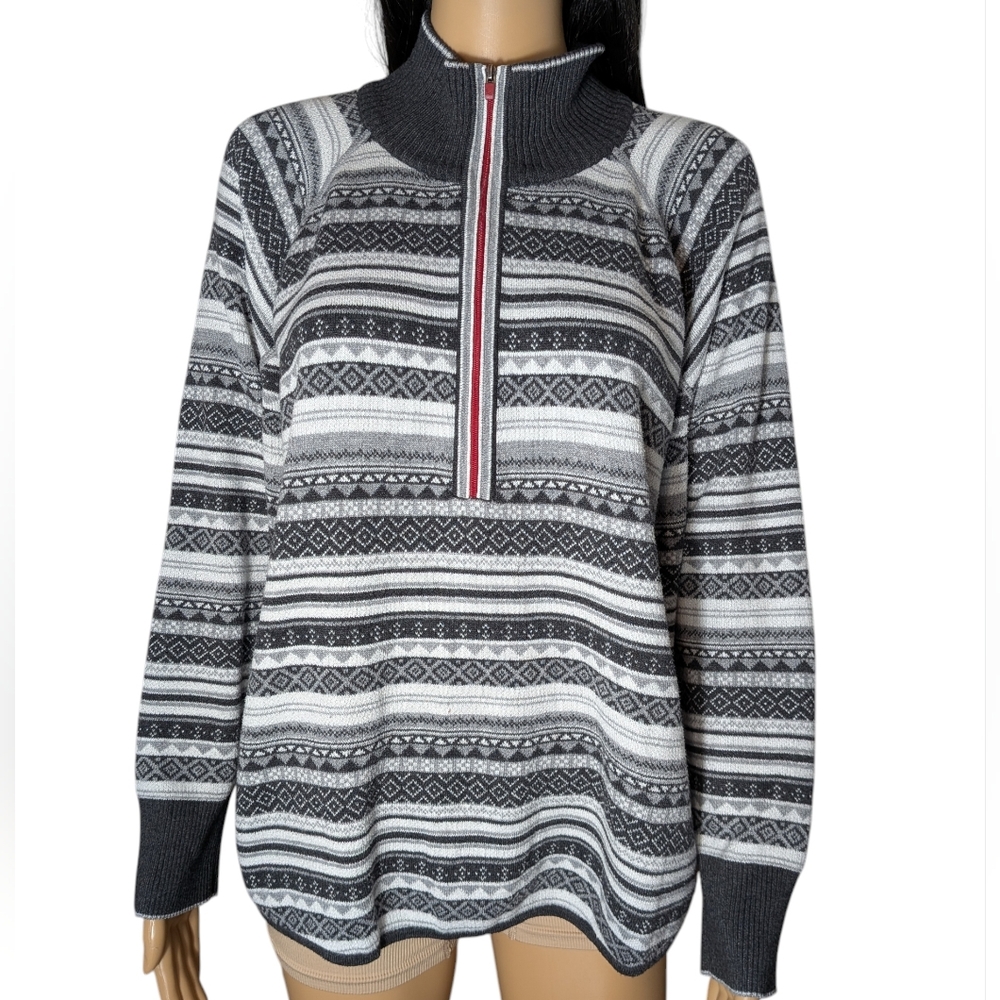 Eddie Bauer Nordic Pattern Sweater Black & White